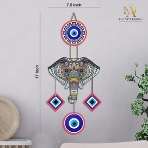 Artvibes Macramé Mandala Éléphant Œil protecteur Décoration murale pour entrée de maison Décoration Vastu - Product Image 6