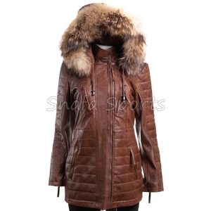 Veste en cuir pour femme 2026, en peau de mouton véritable, tricotée, personnalisable, de haute qualité, respirante, pour l'hiver - Product Image 2
