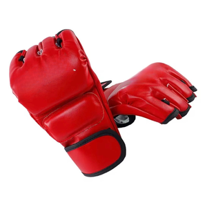 Gants d'entraînement en cuir à demi-doigts avec sangle de poignet en velcro pour adultes, arts martiaux - Product Image 5