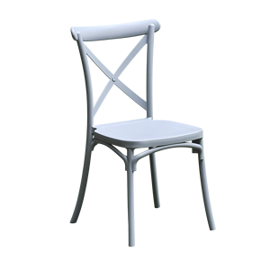 Industrial Gray Crossback <b>Dining</b> <b>Chair</b> with X Back | Stackable Polypropylene Bistro <b>Chair</b> for Contemporary Raw Concrete Cafe - Product Image 2