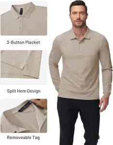 เสื้อโปโลชาย แขนยาว ผ้าฝ้าย สำหรับกอล์ฟ เทนนิส ใส่ทำงาน ใส่เที่ยว ลำลอง มีกระดุม 3 เม็ด เนื้อผ้านุ่มพิเศษ - Product Image 4