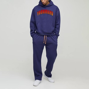 2025 Men's Casual Two-Piece Sets Warm Oversize Hooded Sweatshirts and <b>Trouser</b> Tracksuits for Autumn Winter Front Logo Sweatsuits - Product Image 4