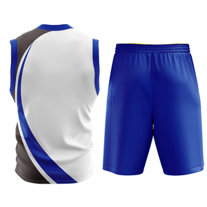 Ensemble de maillot de basket-ball unisexe, débardeur sans manches à col en V, short bleu, respirant, anti-transpiration, séchage rapide, extensible dans quatre directions - Product Image 2