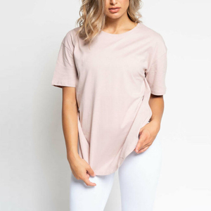 T-shirt ample à col rond et manches courtes pour femme, blanc, en tricot uni, respirant, décontracté, printemps-été - Product Image 4