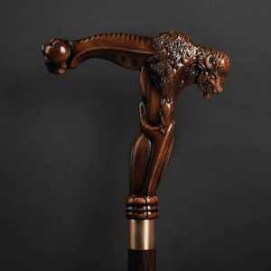 Canne de marche en bois sculpté avec poignée léopard, canne en bois massif détachable, cannes rétro pour la randonnée - Product Image 1