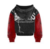 Ensemble de survêtement à capuche pour homme SPLENDID APPAREL, imprimé toile d'araignée noir et rouge, polyester, style streetwear, vêtements d'extérieur d'été, manches longues