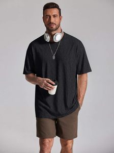 Camiseta Moderna para Hombre, Talla Grande, Corte Holgado, Hombros Caídos, Manga Corta, Estilo Casual Urbano, Transpirable, de Secado Rápido, Algodón Ecológico - Product Image 3