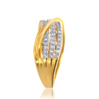 Cincin Berlian Diva Brilliance Premium Gold Finish Criss Cross Lab Grown Statement Ring Modern Bentuk V Cincin Koktail Wanita
