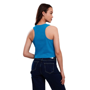 Nouveauté : débardeur court côtelé extensible pour femme, couleur claire, coton doux, haute qualité, idéal pour un usage quotidien. - Product Image 3