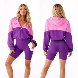 Conjunto Deportivo de 2 Piezas Personalizado para Mujer: Sudadera con Media Cremallera y Pantalones Cortos de Ciclismo, Ropa Deportiva Casual para Gimnasio, Conjunto a Juego para Verano - Product Image 3