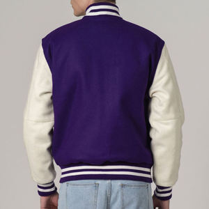 <b>Mens</b> <b>Varsity</b> <b>Jacket</b> Purple and Grey Custom Letterman Baseball <b>Bomber</b> College <b>Jacket</b> with PU Leather Sleeves OEM Manufacturer - Product Image 6
