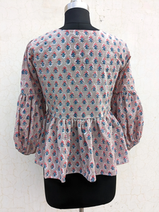 Blusa Casual de Algodón con Estampado Floral Bordado a Mano, Blusa de Manga Larga con Estampado Floral Bordado para Mujer - Product Image 3