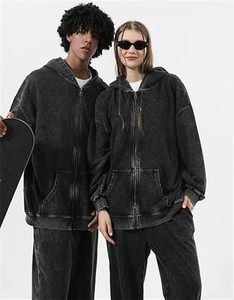 Customized High-quality 350 <b>Vintage</b> Acid-washed Men's Zipper <b>Sweatshirt</b>, Street Fashion Anti-pilling Large-sized <b>Sweatshirt</b> - Product Image 6