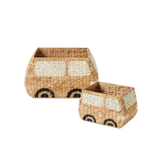 Cesta de jazmín acuático tejida a mano, bonita cesta de almacenamiento para juguetes de vehículos, contenedor decorativo rectangular para el suelo de la habitación infantil - Product Image 1