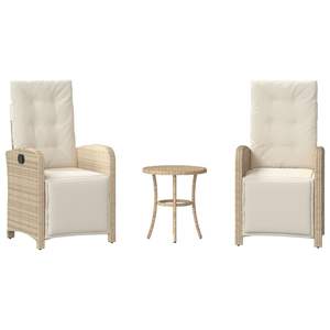 Set da bistrot in 3 pezzi in Poly Rattan Beige con cuscini Set da giardino - Product Image 2