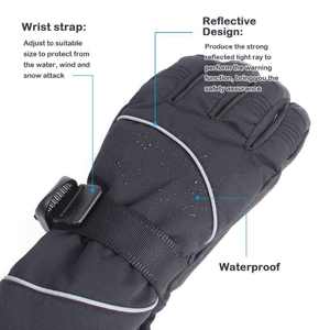 Men <b>Women</b> PU Leather/Polyester Waterproof Fabric Insulated Split Finger <b>Ski</b> <b>Gloves</b> For Snowboarding Winter Sports - Product Image 3