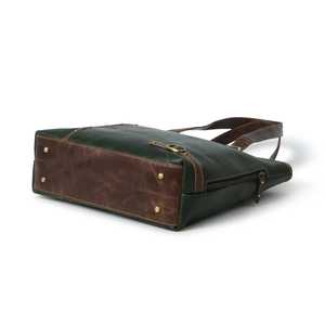 Bolso Tote de Cuero Genuino de Lujo con Logotipo Personalizado, Bolso de Mano Vintage Verde para Mujer - Product Image 2
