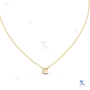 0.50 CT Princess Lab Grown Diamond Solitaire Station Necklace 14K/18K <b>Solid</b> <b>Gold</b> Flat Back <b>Pendant</b> Women's Luxury Gift Party - Product Image 6