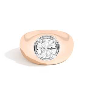 2ct Round Lab Grown Diamond Bombe <b>Ring</b> 14K 18K Solid Gold Wide <b>Dome</b> Band Semi Bezel Set Statement Bubble <b>Ring</b> Heavy Gold Jewelry - Product Image 5