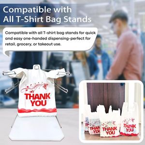 100 Sacchetti Bianchi Riutilizzabili a Forma di T-Shirt, Sacchetti per la Spesa con Scritta 'Thank You', per Piccole Imprese e Asporto - Product Image 2