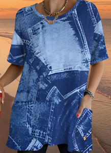 เสื้อยืดคอกลมแขนยาวทรงหลวมโอเวอร์ไซส์สำหรับผู้หญิง ผ้าโพลีเอสเตอร์/คอตตอนผสม พิมพ์ลายดิจิทัล สไตล์ลำลอง Hardihood - Product Image 4