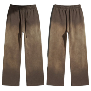 Pantalon de survêtement baggy coupe droite délavé personnalisé en coton French Terry, coupe évasée, avec logo personnalisé, pour homme, effet délavé - Product Image 1