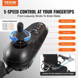 Fauteuil roulant électrique pliable léger pour adultes et seniors, capacité de 300 lb, largeur de 20 pouces, fauteuils roulants motorisés - Product Image 2