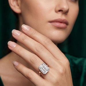 Anillo de Compromiso con Diamante Cultivado en Laboratorio con Corte Esmeralda, Certificado por IGI, Engastado en Bisel, Oro de 9K, 10K, 14K, 18K, Chapado en Rodio, Solitario de Lujo para - Product Image 6