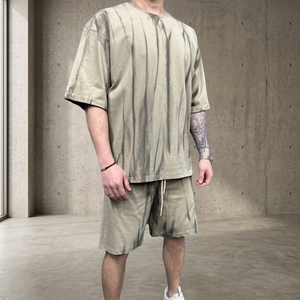 Ensembles décontractés sur mesure OEM/ODM pour hommes : T-shirts et shorts 100 % coton épais, coupe ample et oversize, séchage rapide, collection automne - Product Image 5