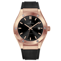 Montre automatique mécanique pour homme, sportive, résistante à l'eau, 40 mm, bracelet en caoutchouc, boucle en acier inoxydable, saphir, Alexander Ferros 2242R-01