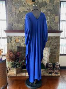 Robe caftan en rayonne bleu uni teinte à la main, grande taille, coupe ample, élégante, pour femme, tenue décontractée - Product Image 2