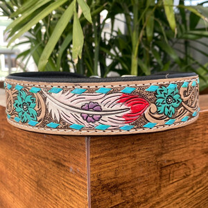 Custom Hand <b>Tooled</b> <b>Leather</b> Dog Collar Luxury Designer Genuine <b>Leather</b> Pet Dog Necklace Padded Collar for Small Medium Large Dogs - Product Image 2