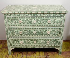 Cajón con Incrustaciones de Hueso de ILAHI, Diseño Moderno con Detalles de Ágata, Mueble Portátil para el Hogar - Product Image 5