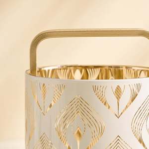 Golden Leaf Pattern Cylinder <b>Candle</b> <b>Holder</b> 20cm <b>Tall</b> Durable Home Decoration - Product Image 5