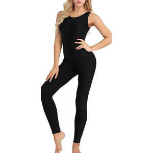 Women's Seamless Solid Color High Waist Full Length Yoga <b>Jumpsuit</b> Sleeveless Scoop Neck Activewear for Fitness <b>Workouts</b> - Product Image 1