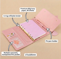 Carnet à anneaux rechargeable rose à 6 anneaux avec nœud