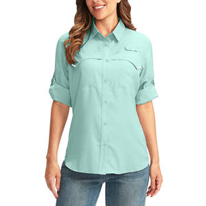 Chemise de pêche décontractée pour femme à manches courtes, de haute qualité, OEM/ODM, en tissu respirant, protection solaire, boutonnée - Product Image 1