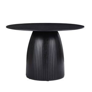 Modern Round <b>Wood</b> Dining <b>Table</b> with Fluted Pedestal Base <b>Solid</b> Oak Finish Circular Kitchen <b>Table</b> for 4 - Product Image 3