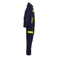 Overol de Trabajo Azul Marino para Hombre con Franjas Reflectantes Amarillas de Alta Visibilidad, Impermeable, Talla Grande, Uniforme de Poliéster