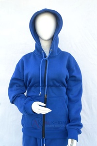 Sweat à capuche décontracté pour femme en molleton français bleu roi, 100 % coton respirant, coupe courte, design personnalisé, mode boutique, pull privé - Product Image 4