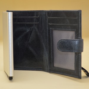 Cartera de Cuero Genuino Hecha a Mano, Corta, Minimalista, con Cierre de Broches, Unisex, para Uso Diario - Product Image 4