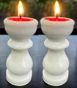 Porte-bougies en marbre blanc de qualité supérieure |   Décorations de Noël et de mariage faites à la main |   Centre de table en pierre naturelle résistant à la chaleur - Product Image 2