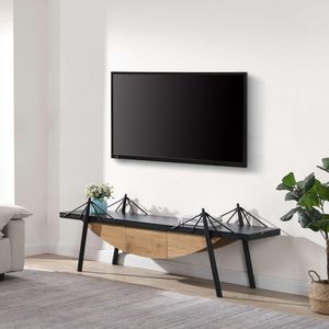Moderno Soporte de TV de Diseño Náutico de 70.87 Pulgadas, Mesa Consola Multimedia de Madera MDF con Forma de Velero, Centro de Entretenimiento con Cajón, Estilo Único - Product Image 4