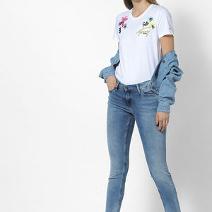 T-shirt pour femme en coton 100% personnalisé, style décontracté sexy, broderie imprimée, manches courtes, col rond, écologique, vente en gros - Product Image 4