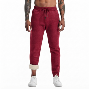 DROGEN EXPORT Men's Spring Sherpa Lined Lightweight <b>Linen</b>/Cotton Drawstring Closure Anti-Pilling Casual Jogger Sweatpants - Product Image 1