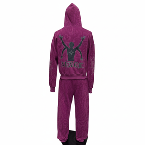 Chándal personalizado de alta calidad con cremallera, estampado serigrafiado, dobladillo sin rematar, logotipo bordado, para hombre y mujer, 100% algodón polar, 400 g/m², en varios colores - Product Image 4