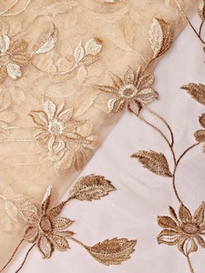 Premium Wave Pattern Embroidered Sequin Mesh Fabric Heavy Weight Metallic Lace Textile for Bridal and Fashion Dresses - Product Image 1