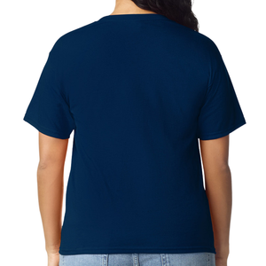 Camiseta de Mujer Azul Marino, Algodón Suave, Informal, Manga Corta, Cómoda, Básica, Ropa de Moda, Venta al Por Mayor Personalizada - Product Image 4
