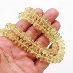Cuentas de corte alemán de cuarzo limón Natural, cuentas de cuarzo limón de 7-9MM, cuentas de Rondelle facetadas de cuarzo limón - Product Image 3