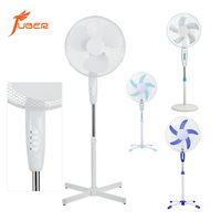 Ventilateur sur pied stable à base croisée avec grille en maille de 400 mm, contrôle mécanique à 3 vitesses, fonctionnement silencieux, en plastique, pour usage domestique et hôtelier